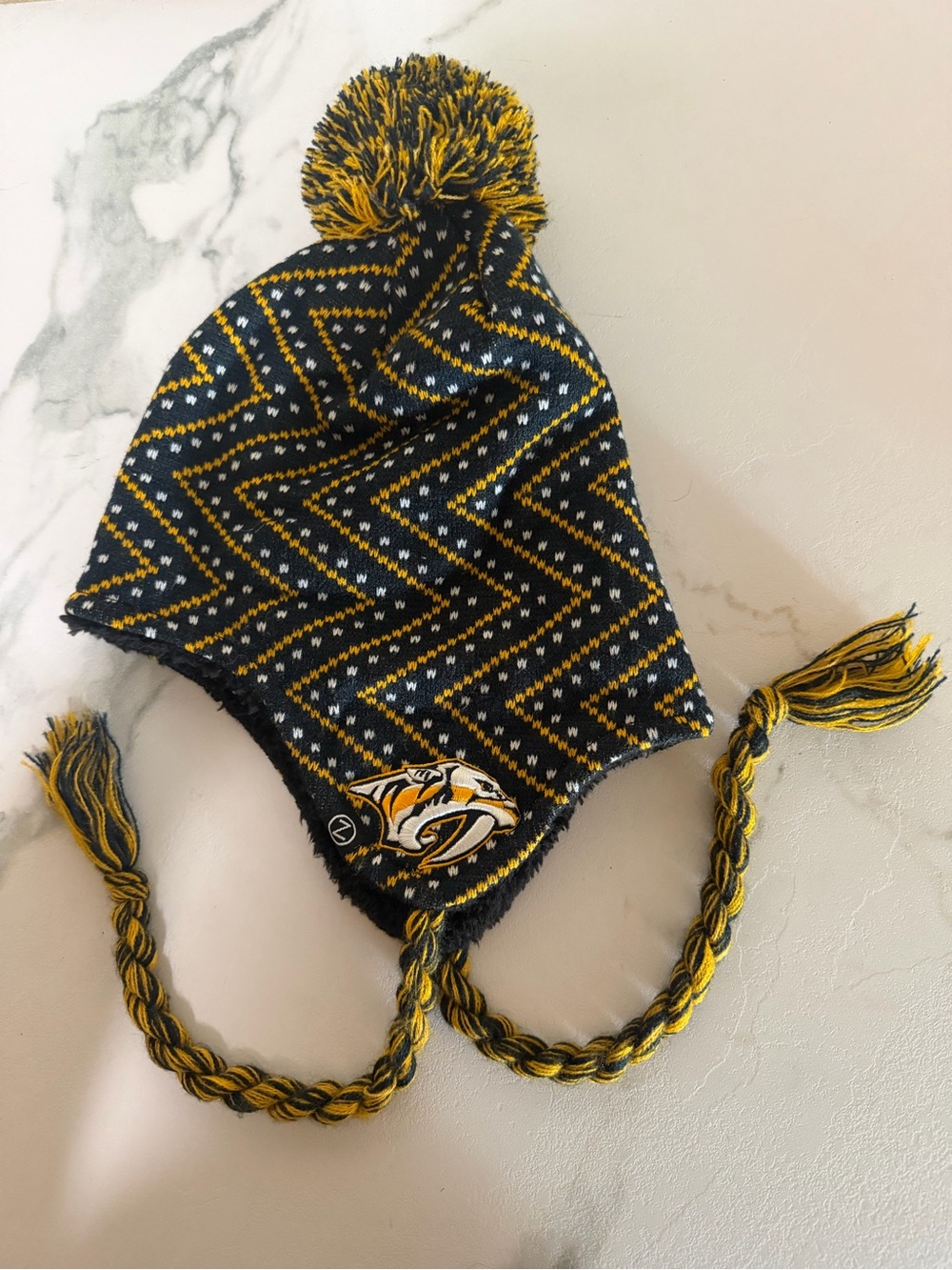 NHL Nashville Predators Earflap Pom Beanie